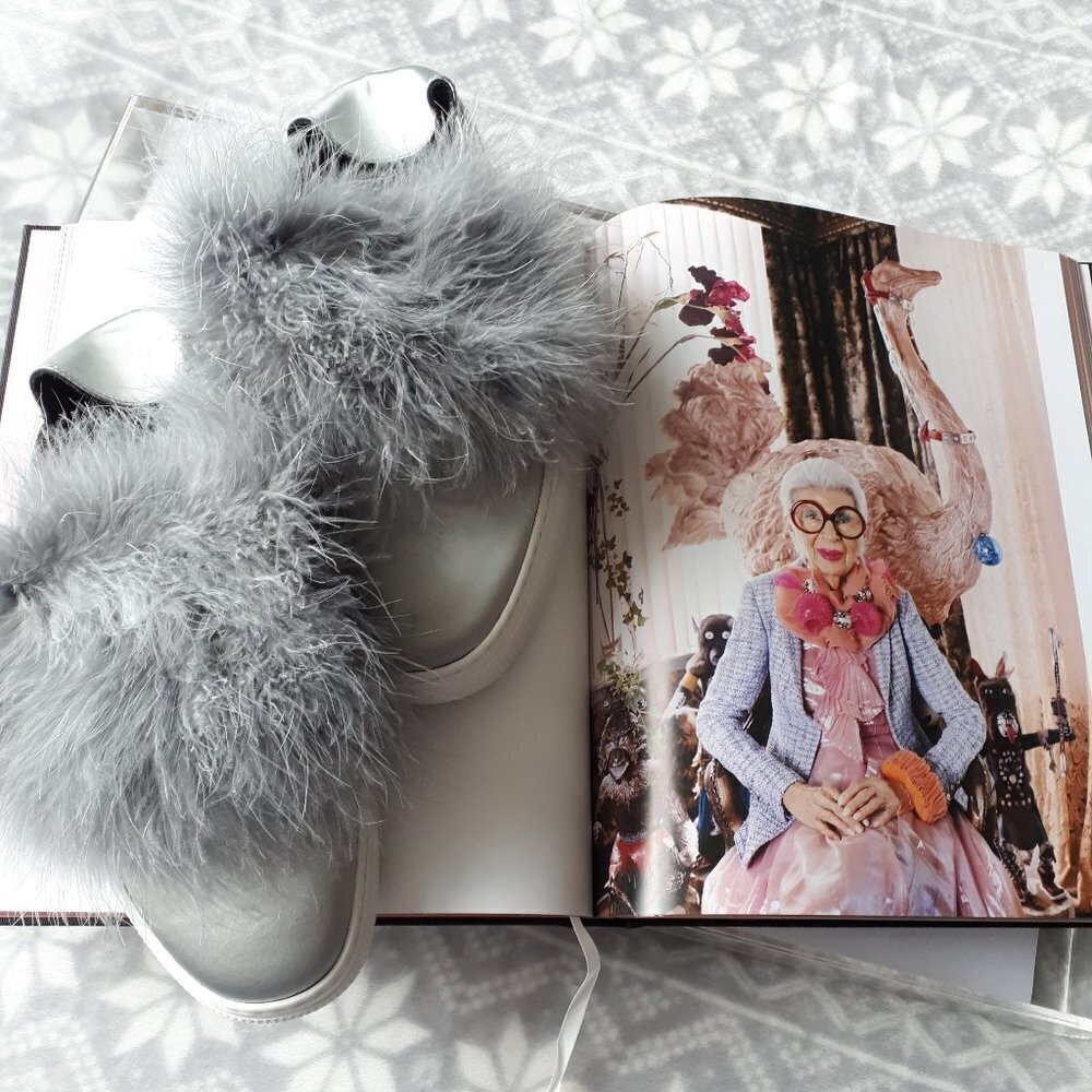 ZCD Montreal silver grey satin & feather sneakers